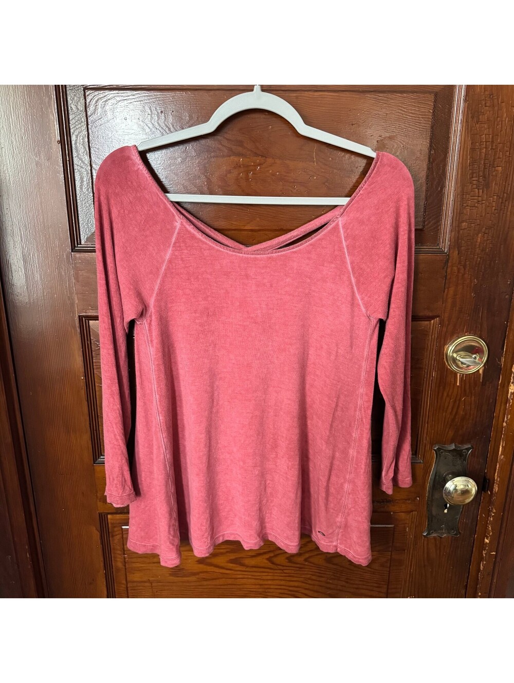 American Eagle Faded Red Soft & Sexy Criss Cross Long-Sleeve Top Size XS